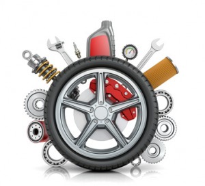 The concept of truck wheels with details on a white background.